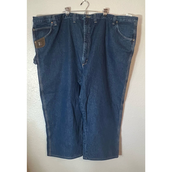 Wrangler Riggs Workwear 58W 24L Denim Blue Jeans Plus Pants Bottom Medium Wash - Picture 8 of 8